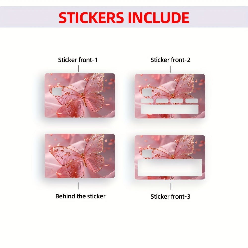 Set of 4 Waterproof PVC Butterfly Credit Card Protectors with Glamorous Designs
