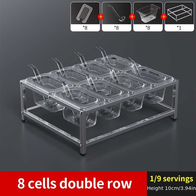 Stainless Steel Spice Racks Set with 8 Compartments for Kitchen and Restaurant Organization