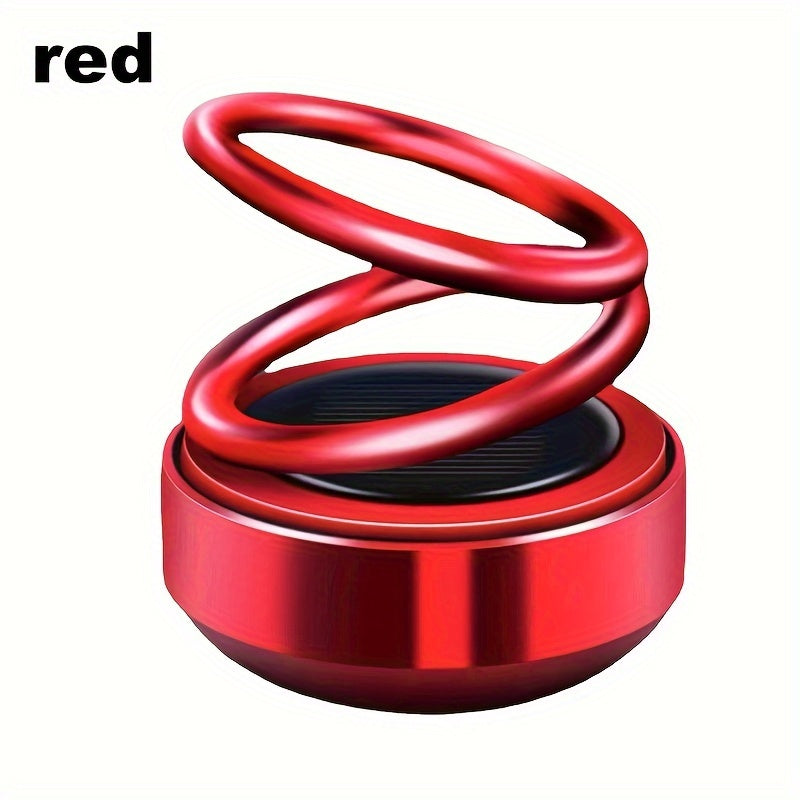 Dual-Ring Car Air Freshener Solar Powered Fragrance Diffuser Red Metallic