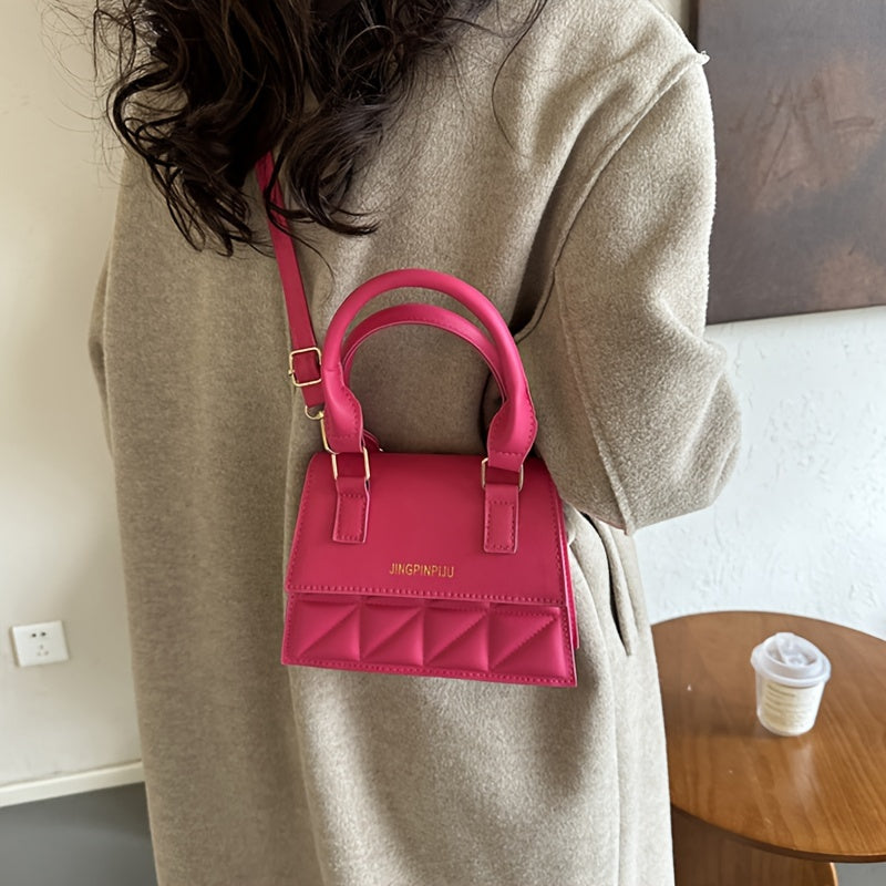 Women's Quilted Crossbody Bag with Adjustable Strap Magnetic Closure and Diamond Stitching