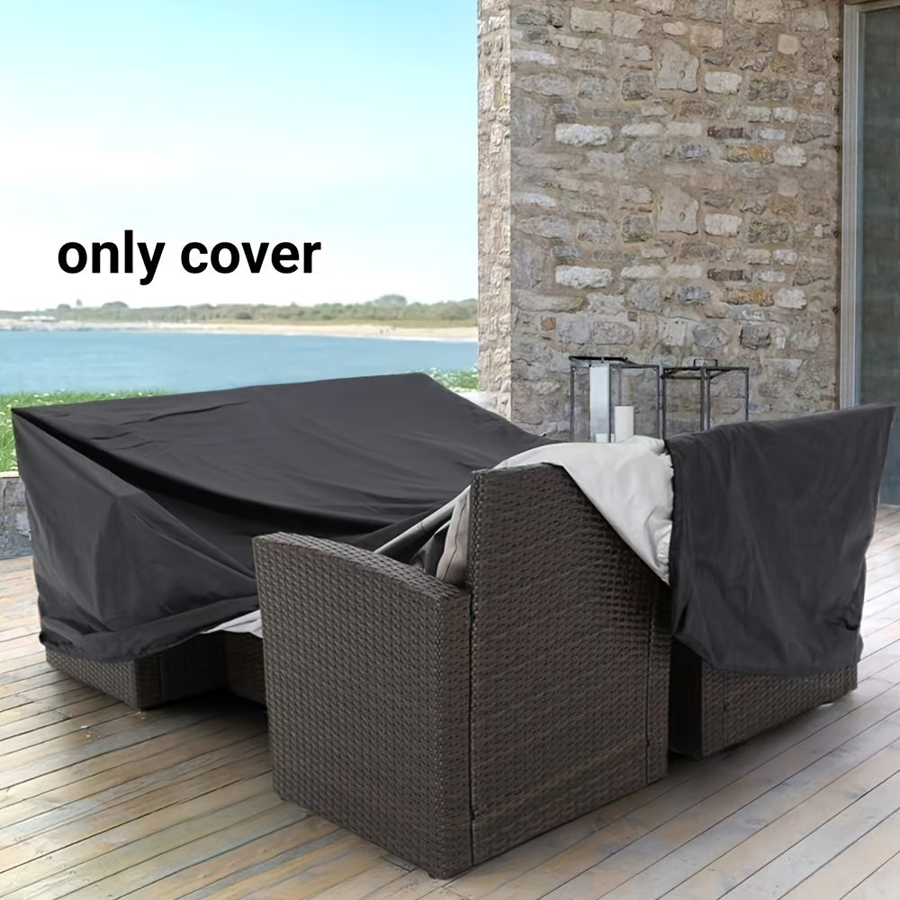 Heavy Duty Black Outdoor Table Cover 210D Oxford Fabric Waterproof Patio Furniture Protector