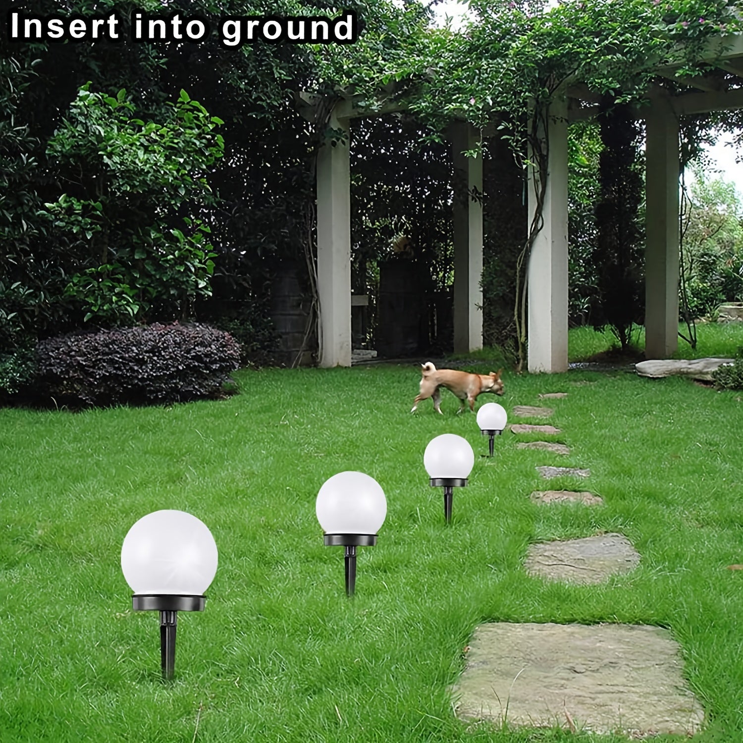 3 ta paket quyosh energiyali globosimon bog' chiroqlari tashqi yo'lak, maysa, hovli bezaklari, oq LED