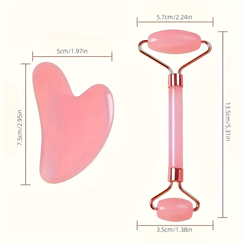 Yuz massaj roliki, yurak shaklidagi qirqish taxtasi, portativ tana massaji asboblari to'plami, elektrsiz ABS material, batareyalar kerak emas - 2 dona.