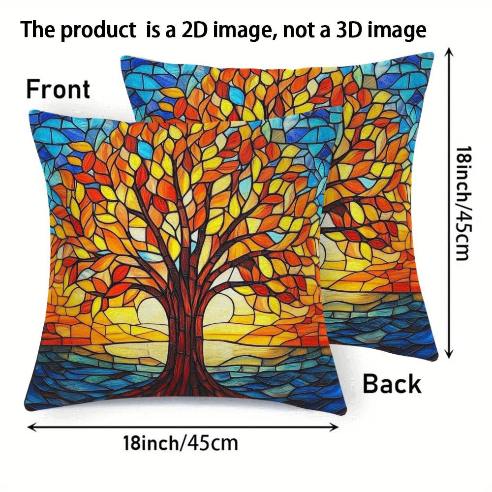 Autumn Tree of Life Plush Pillow Covers Set 45.72cm Sofa Bedroom Outdoor