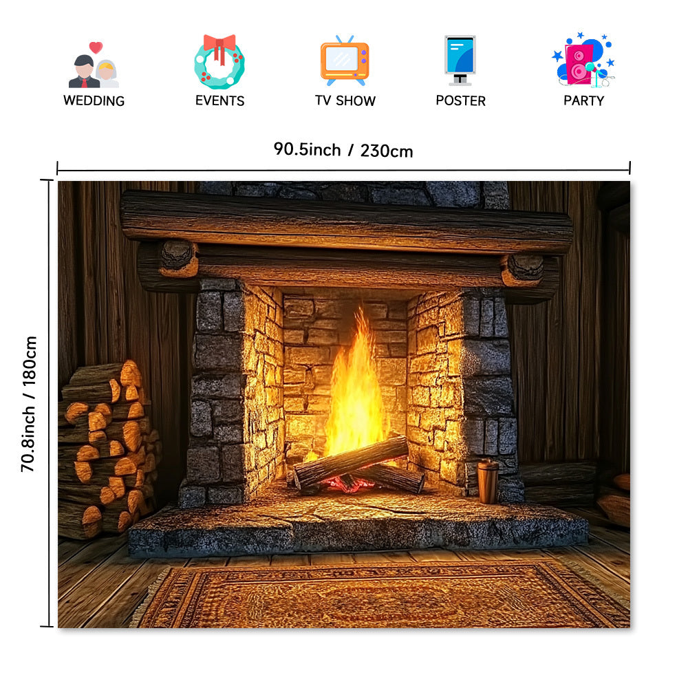 Многофункциональный фон из пламени камина для праздничных фотографий и мероприятий