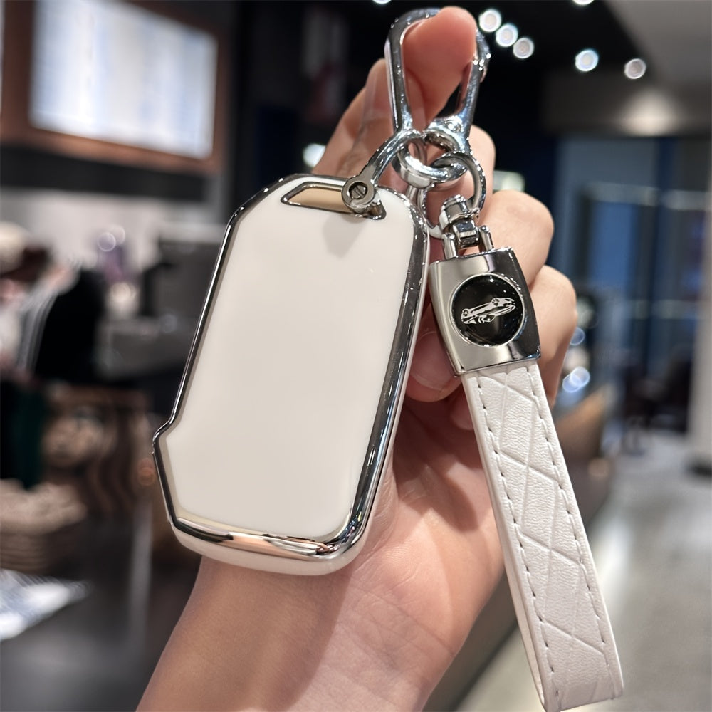 Premium TPU Car Key Case with Keychain for SUV Key Fob Cover Black