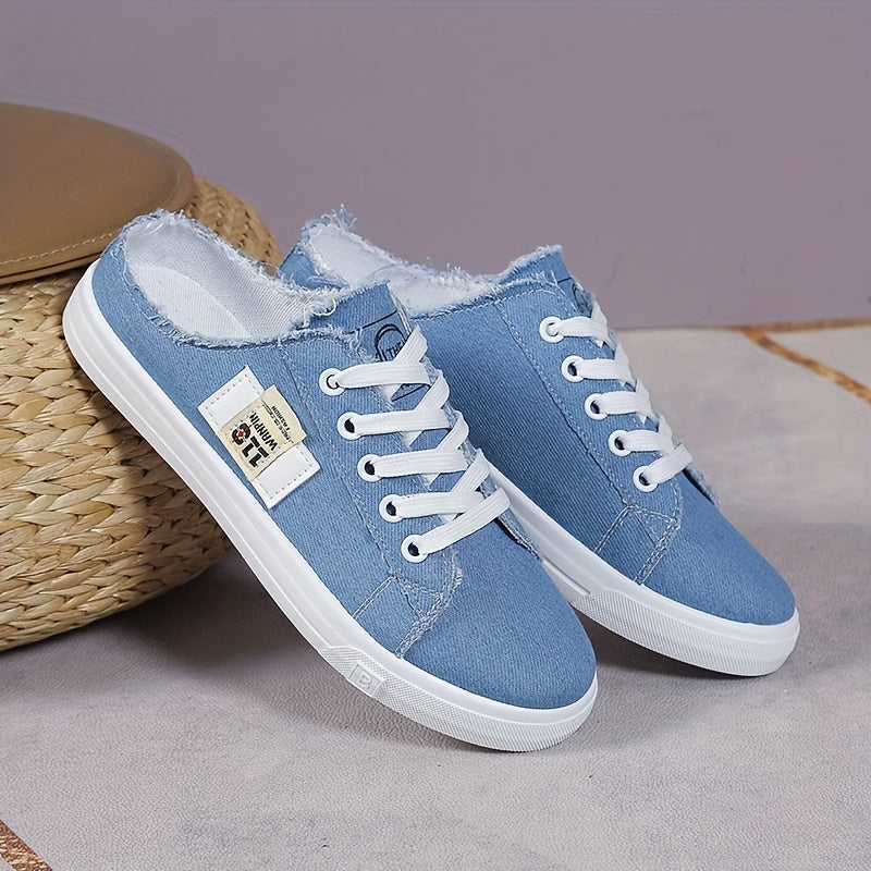 Women's White Slip-On Sneakers Breathable Fabric Rubber Sole Casual Shoes