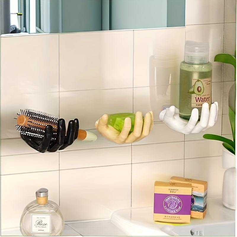 Contemporary Hand-Shaped Wall Hook with Candle Holder Strong Adhesive Holds Up to 1kg for Keys Towels Bathroom Bedroom