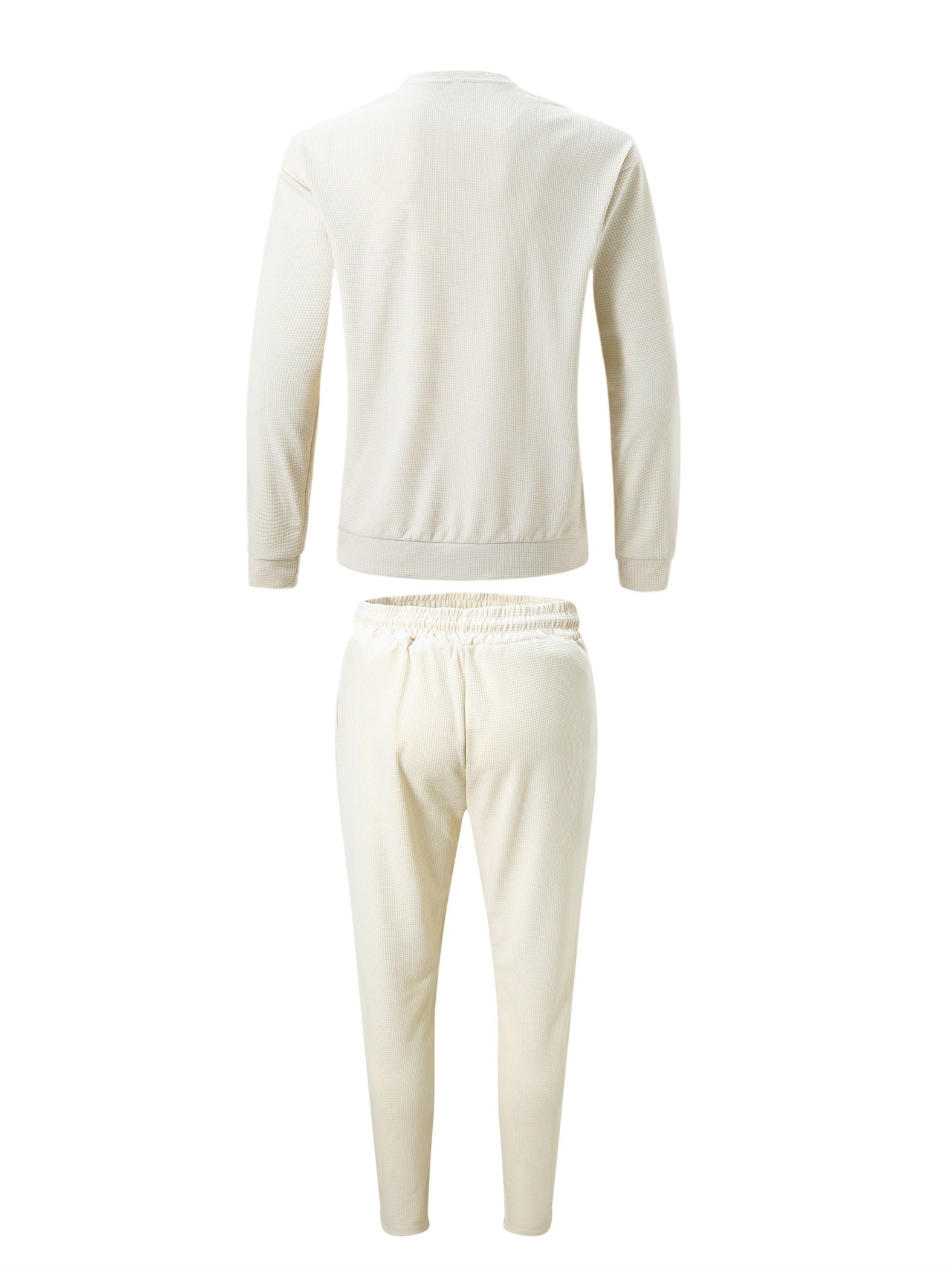 Men's Waffle Pattern Casual Outfits Set Long Sleeve Sweatshirt and Joggers Spring Fall