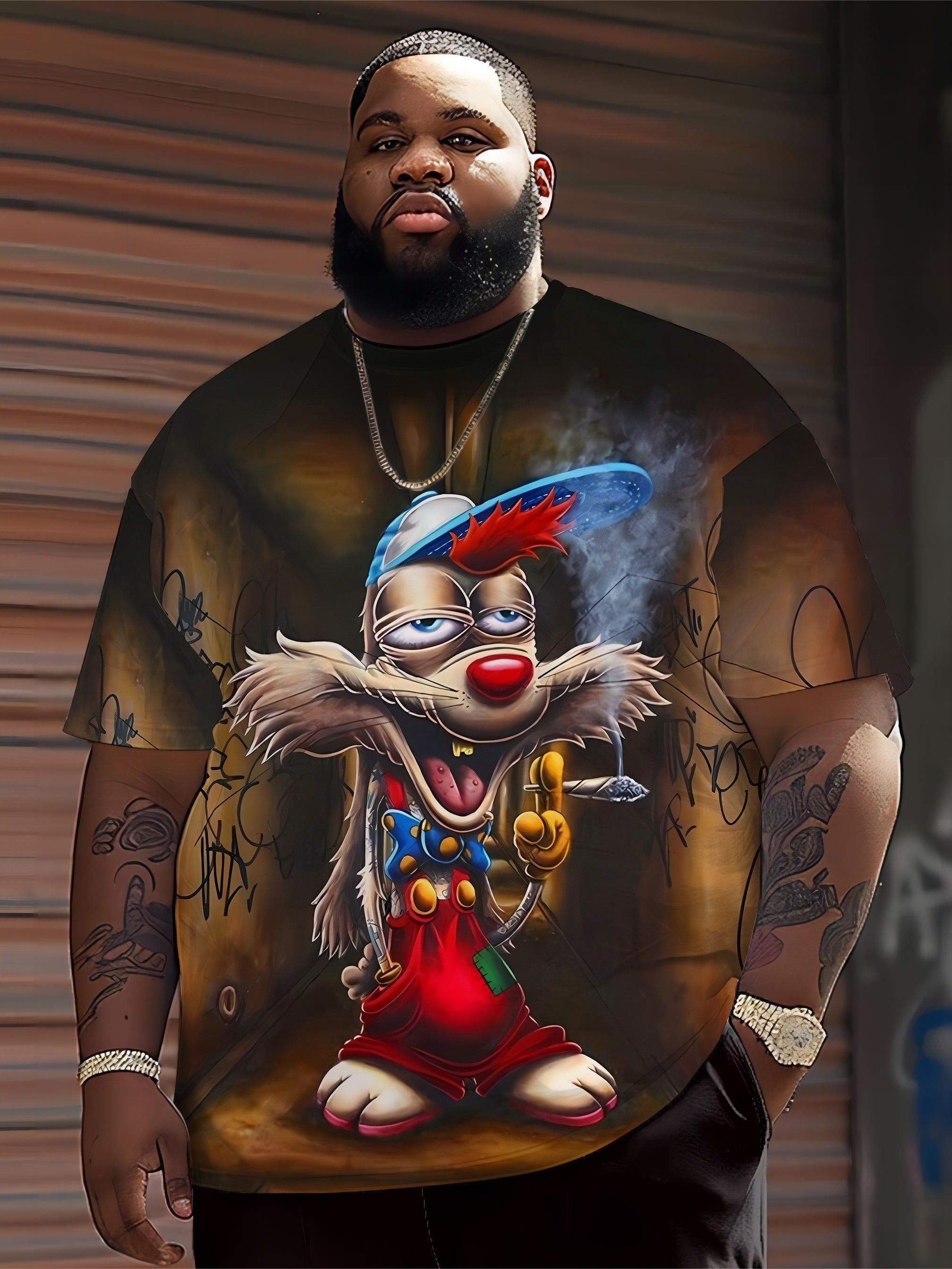 Футболка с 3D-принтом монстров для мужчин больших размеров, короткий рукав, круглый вырез, лето, полиэстер, повседневная спортивная