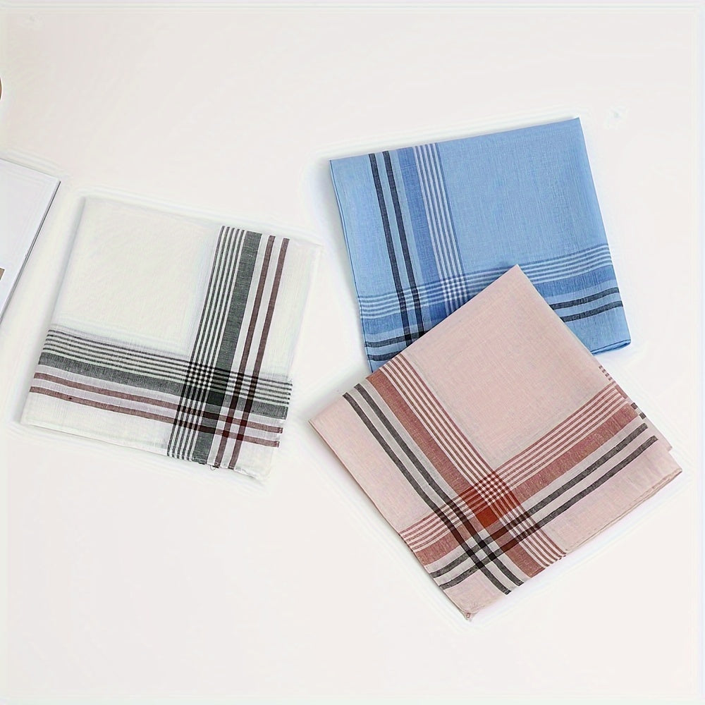 Men's Polyester Plaid Handkerchiefs 12-Pack for Weddings Outdoor Activities