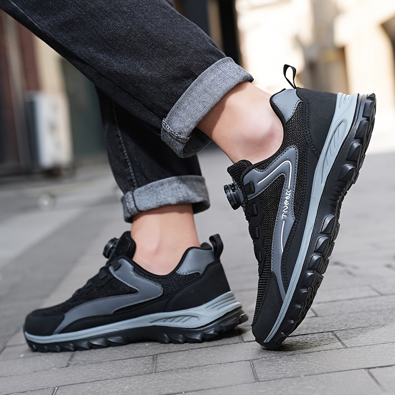 Zapatos de exterior para hombres grandes, ligeros y casuales para senderismo con hebilla giratoria sin cordones
