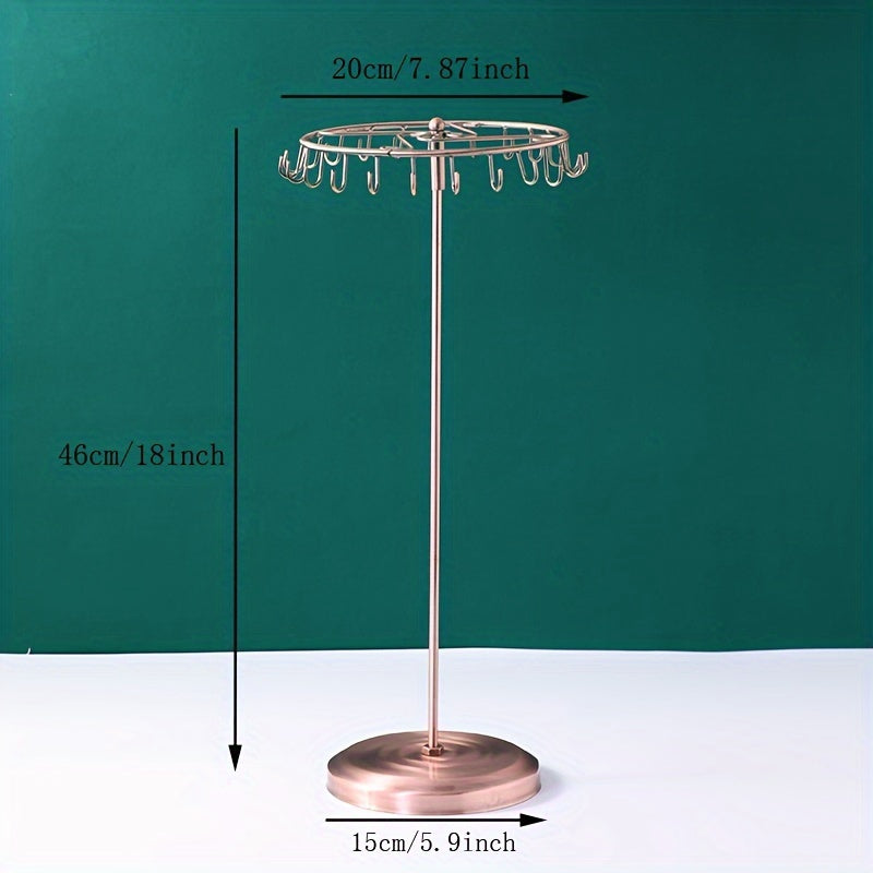 Rotating Jewelry Organizer for Necklaces and Bracelets Black Plastic Space-Saving Storage