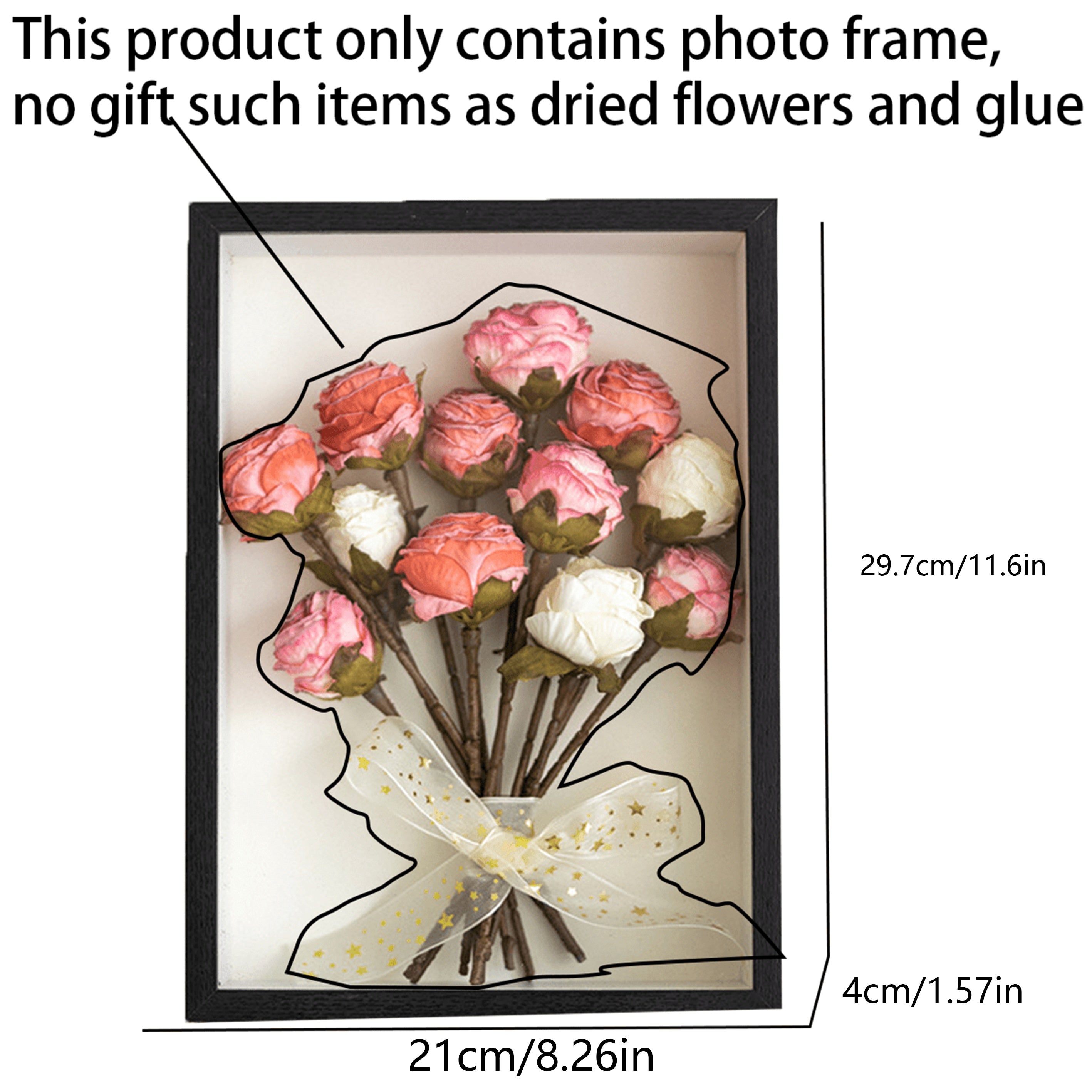 Wooden Display Frame for Dried Flowers and Keepsakes 3D Hollow Design