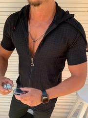 Erkaklar uchun katta o'lchamdagi fermuarlı kapüşonli futbolka, yozgi tasodifiy moda, nafas oladigan paxta