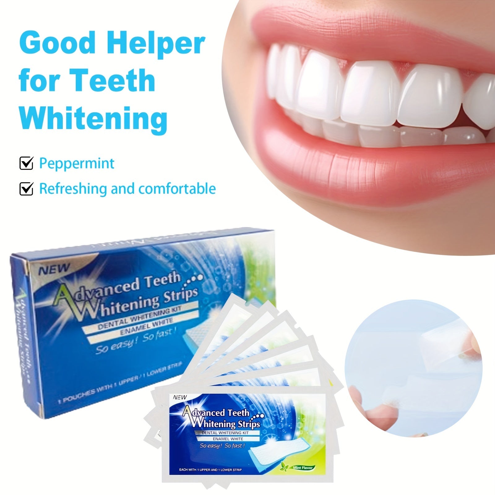 Mint Teeth Whitening Strips 7/14/21/28 Sets with Toothbrush for Daily Travel