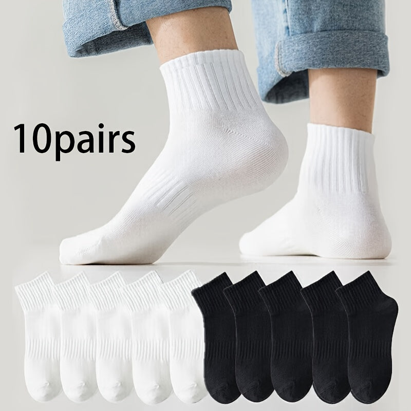 Men's Ankle Crew Soccer Socks 10 Pairs Breathable Comfortable Athletic Casual