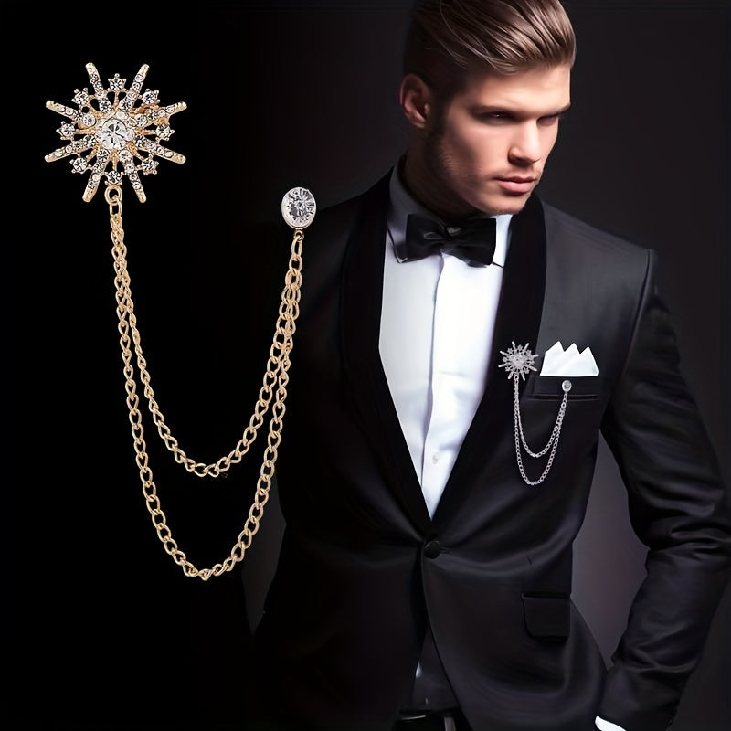 Men's Brooch Collar Pin with Crown Design, Korean-Inspired Elegant Suit Accessory