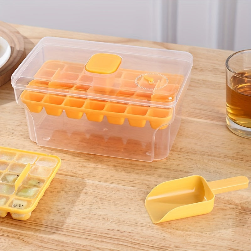 Ice Cube Tray Set with Storage Box and Scoop, 68-Cavity, BPA-Free Plastic