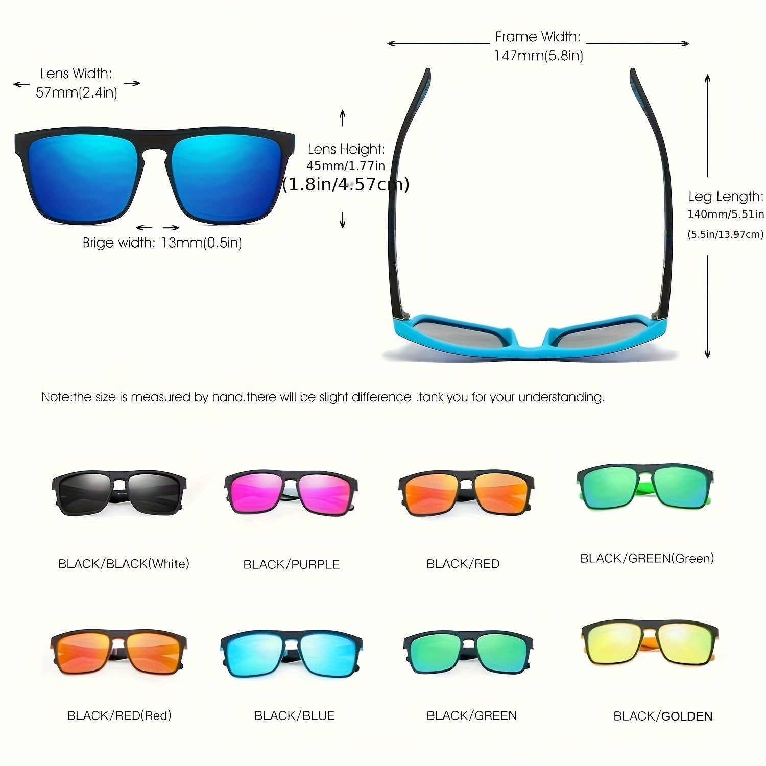 Unisex Square Polarized Sunglasses for Men and Women Casual Outdoor Sports Travel