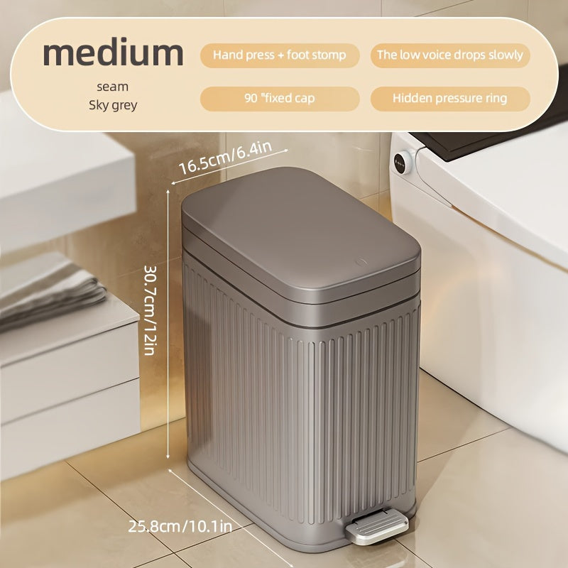 7L Diaper Pail with Press Operation Compact Trash Can for Adults and Teens