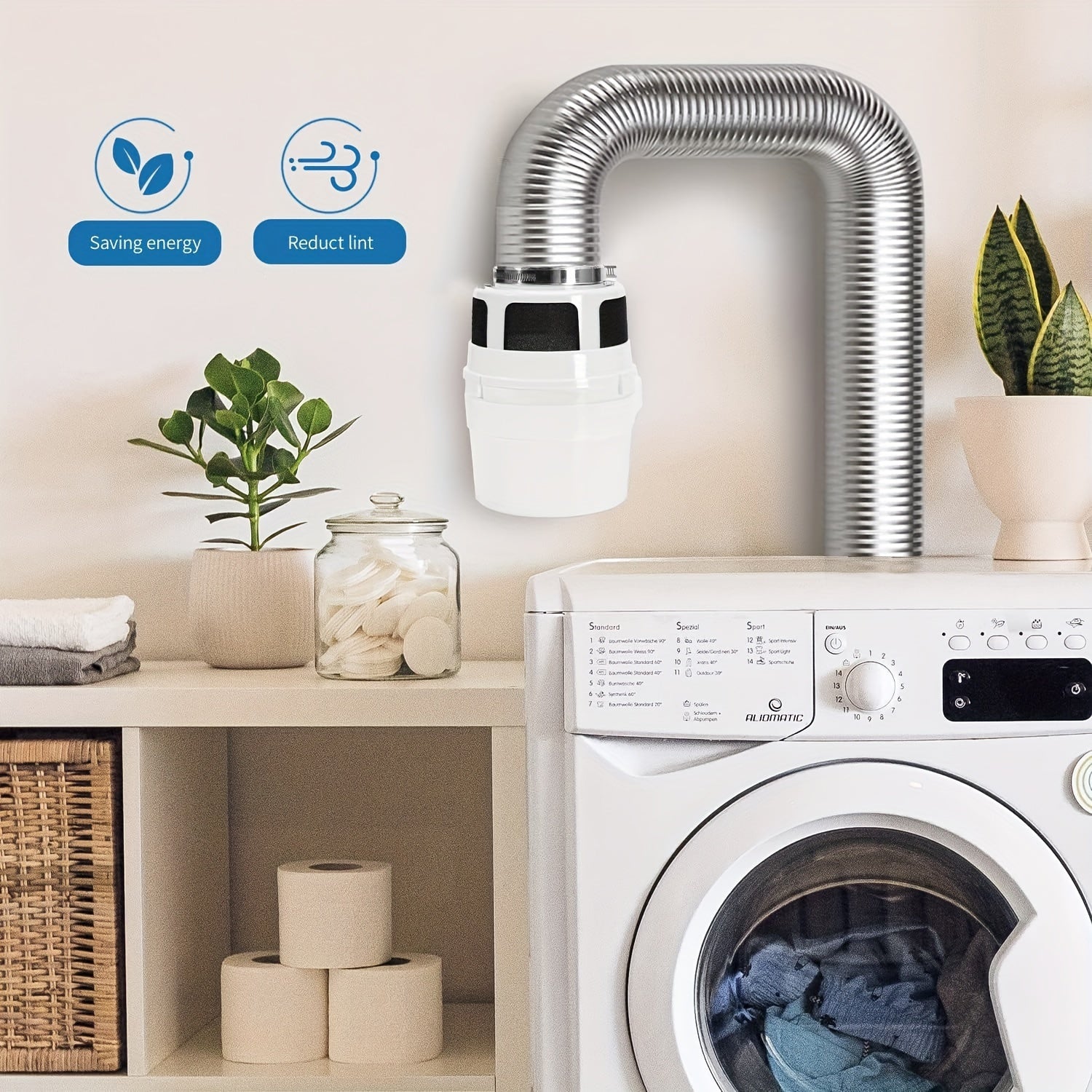 Комплект ловушки для ворса сушилки 4 дюйма с фильтрующей губкой, гибкая фольгированная трубка