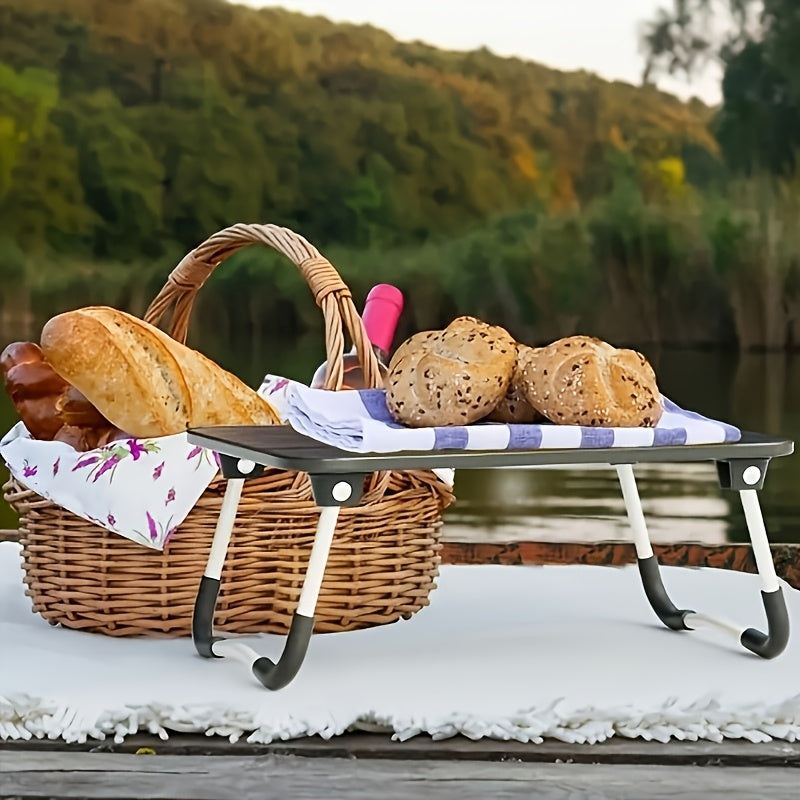 Черный деревянный регулируемый складной стол для ноутбука для использования в кровати или на диване