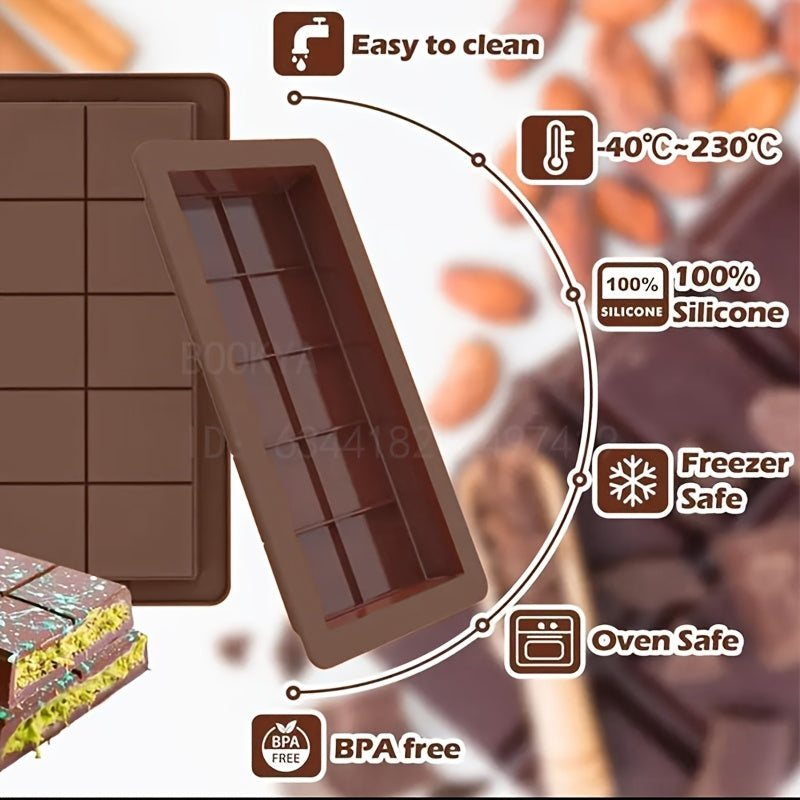Silicone Candy Mold Set for Chocolate Bars with Scraper, 1-3 Pieces, Large Size