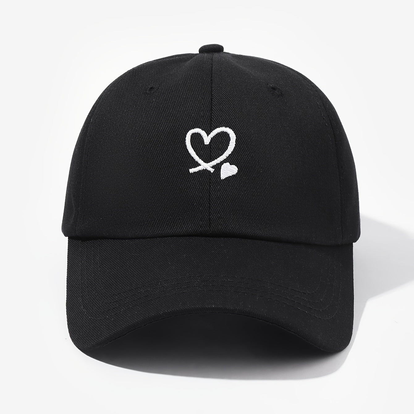 Women's Baseball Cap with Love Heart Embroidery Adjustable Sun Protection Breathable Outdoor