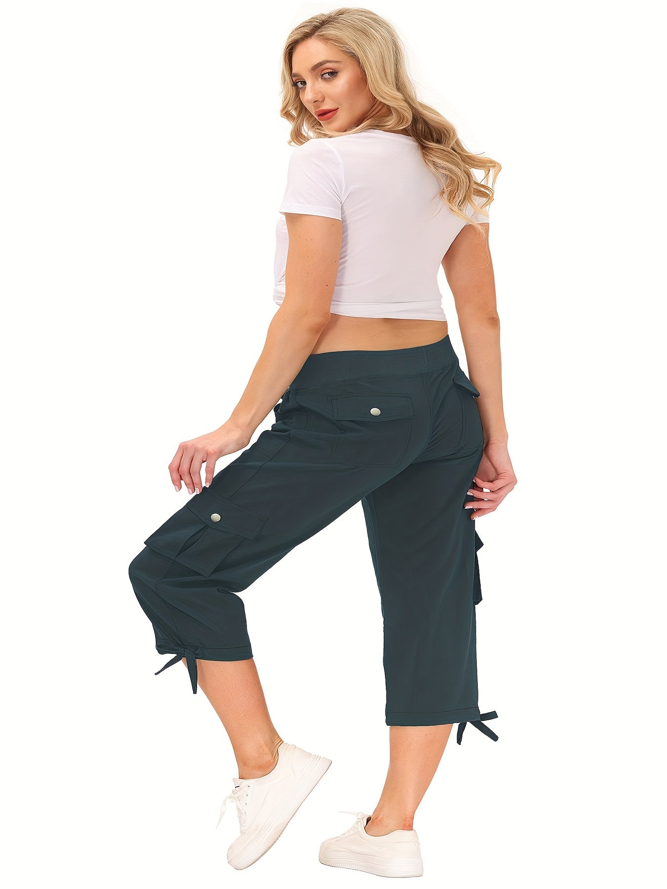 Women's Plus Size Cargo Capris Hiking Pants Lightweight Quick-Dry Outdoor