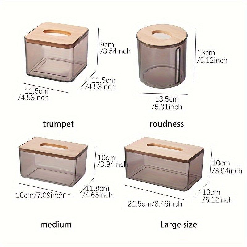 Bamboo-Lid Tissue Box Organizer for Bathroom and Dining Room Napkin Holder Rectangular Shape