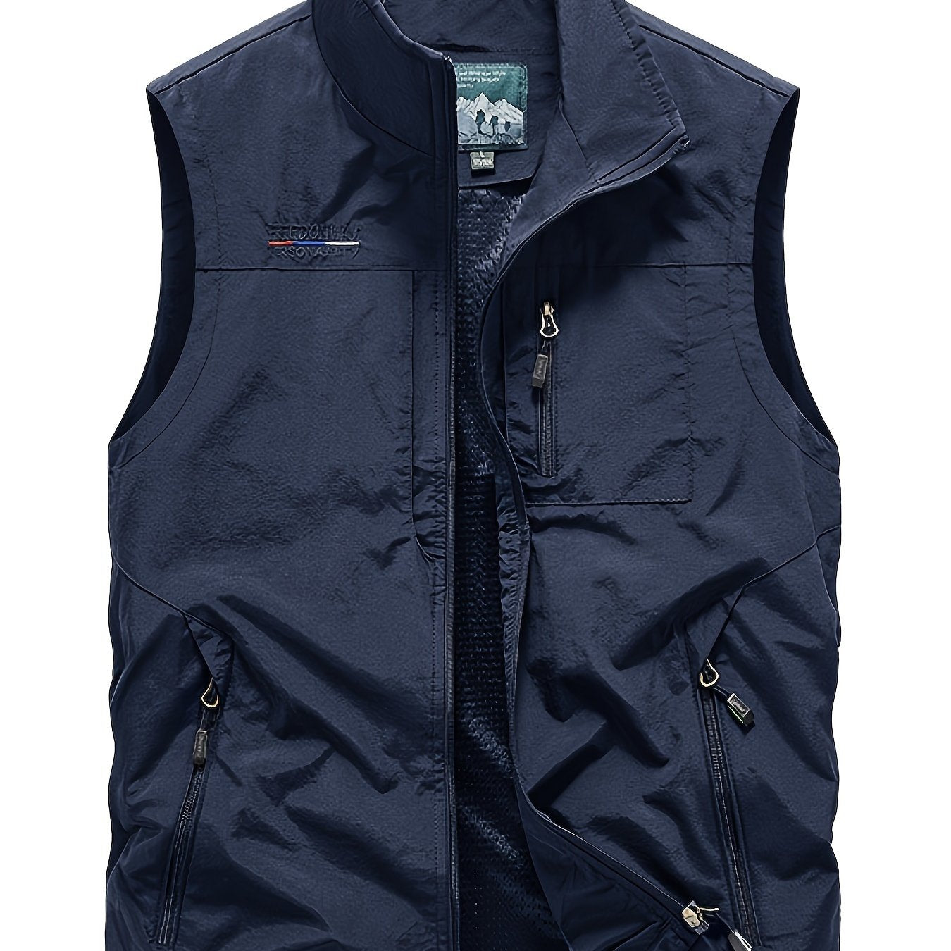 Men's Cargo Vest Nylon Sleeveless Zipper Pockets Outdoor Spring Summer