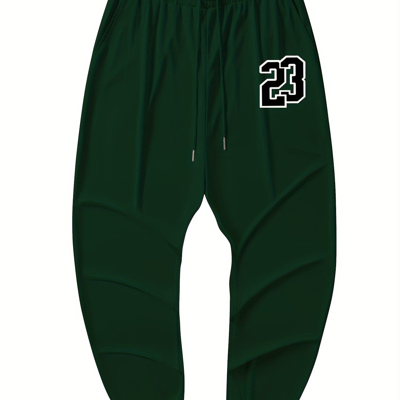 Plus Size Navy Blue Joggers with Number 23 Print Elastic Waistband Machine Washable