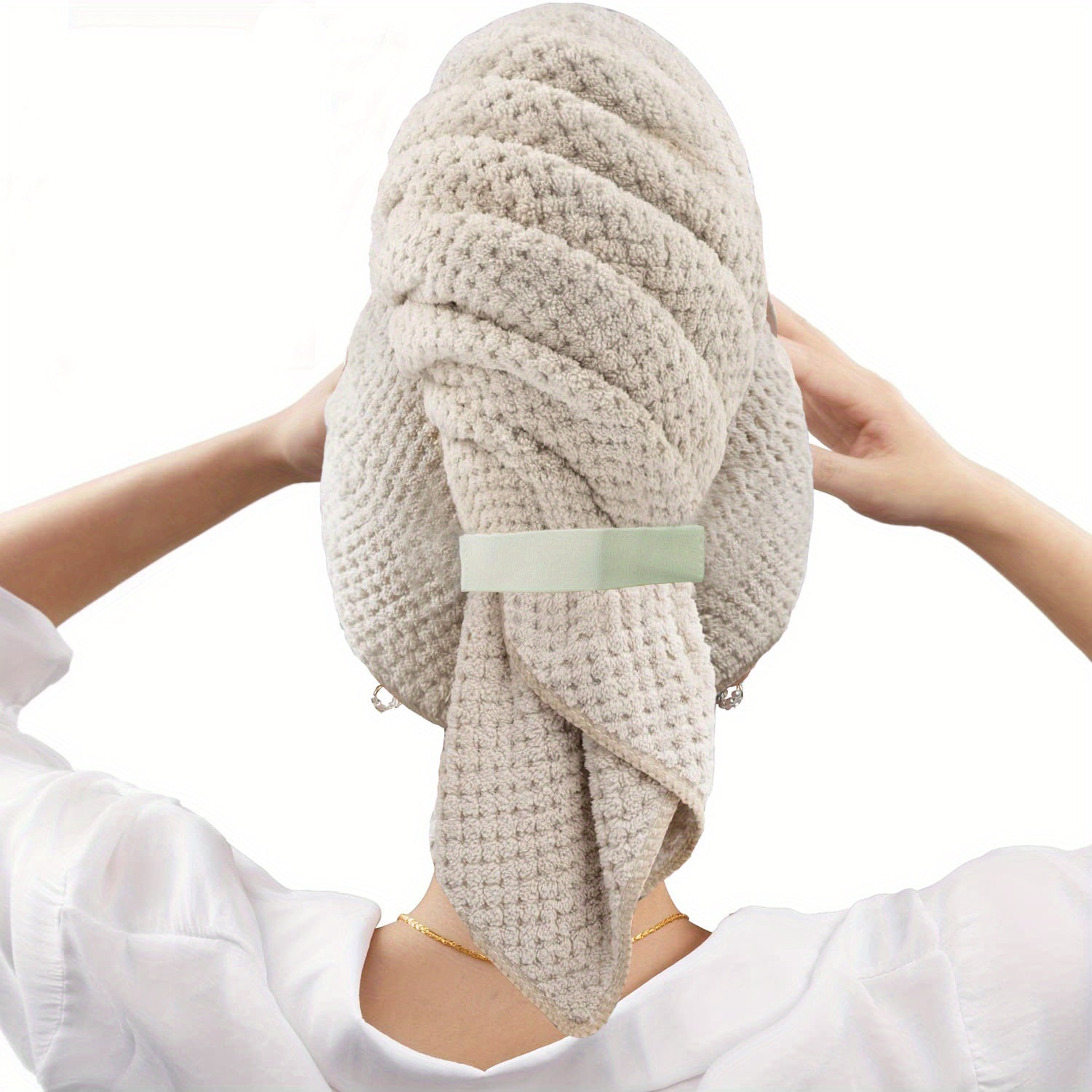 Katta mikrofiber soch to'pi, elastik tasma bilan, anti-frizz, tez quriydigan, ultra yumshoq, 23x41 dyuym.