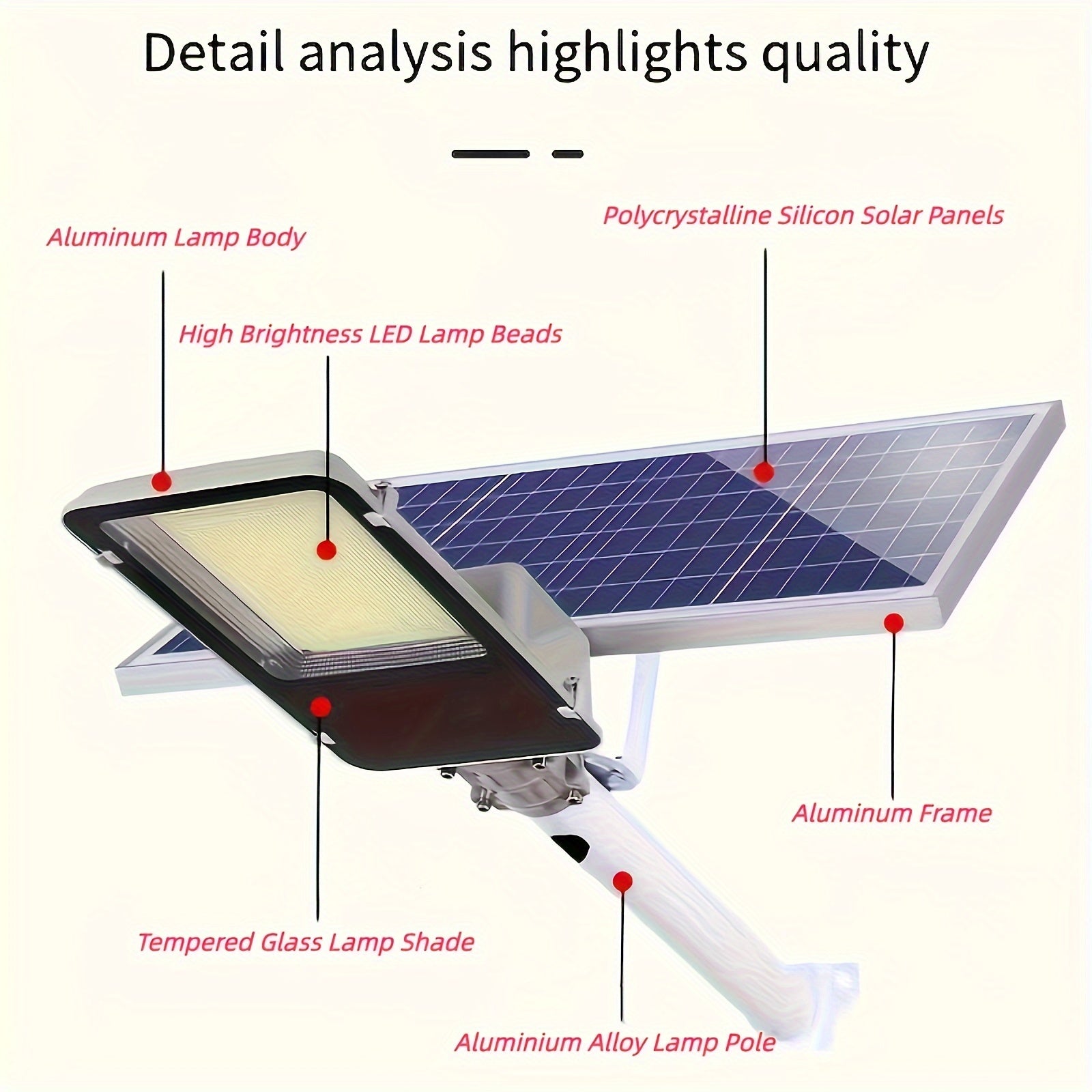 500W Solar Street Post Light with 20AH Battery 25W Solar Panel Remote Control