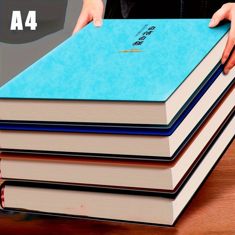 Leather A4 Notebook with 200 Pages Glossy Finish Plain Ruling for Business Office
