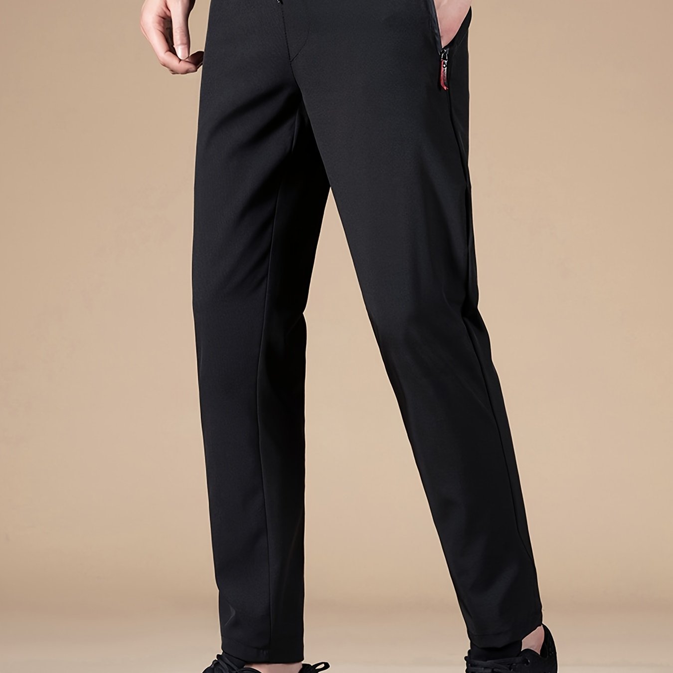 Men's Summer Casual Jogger Pants with Zipper Pocket Polyester Regular Fit