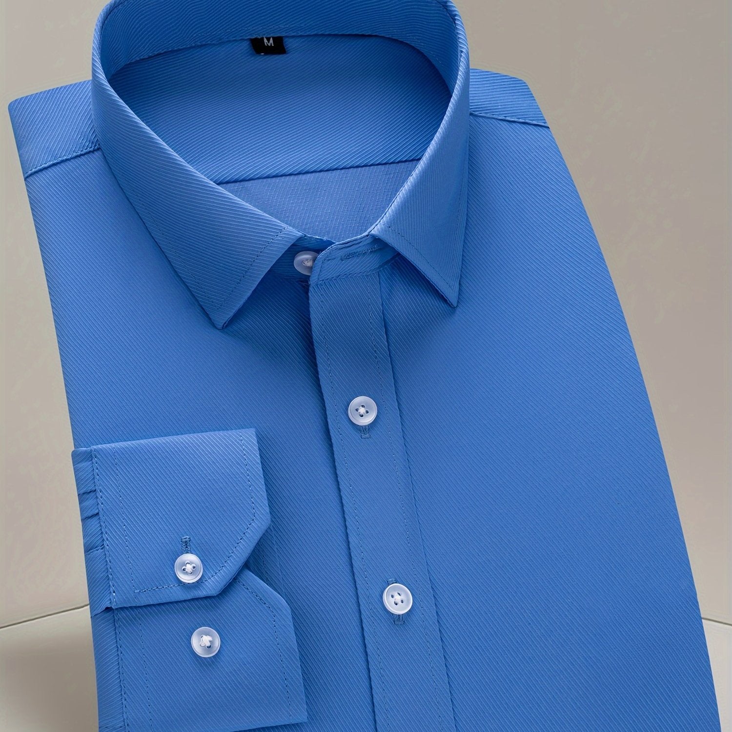 Men's Long Sleeve Solid Color Dress Shirt for Business and Formal Wear