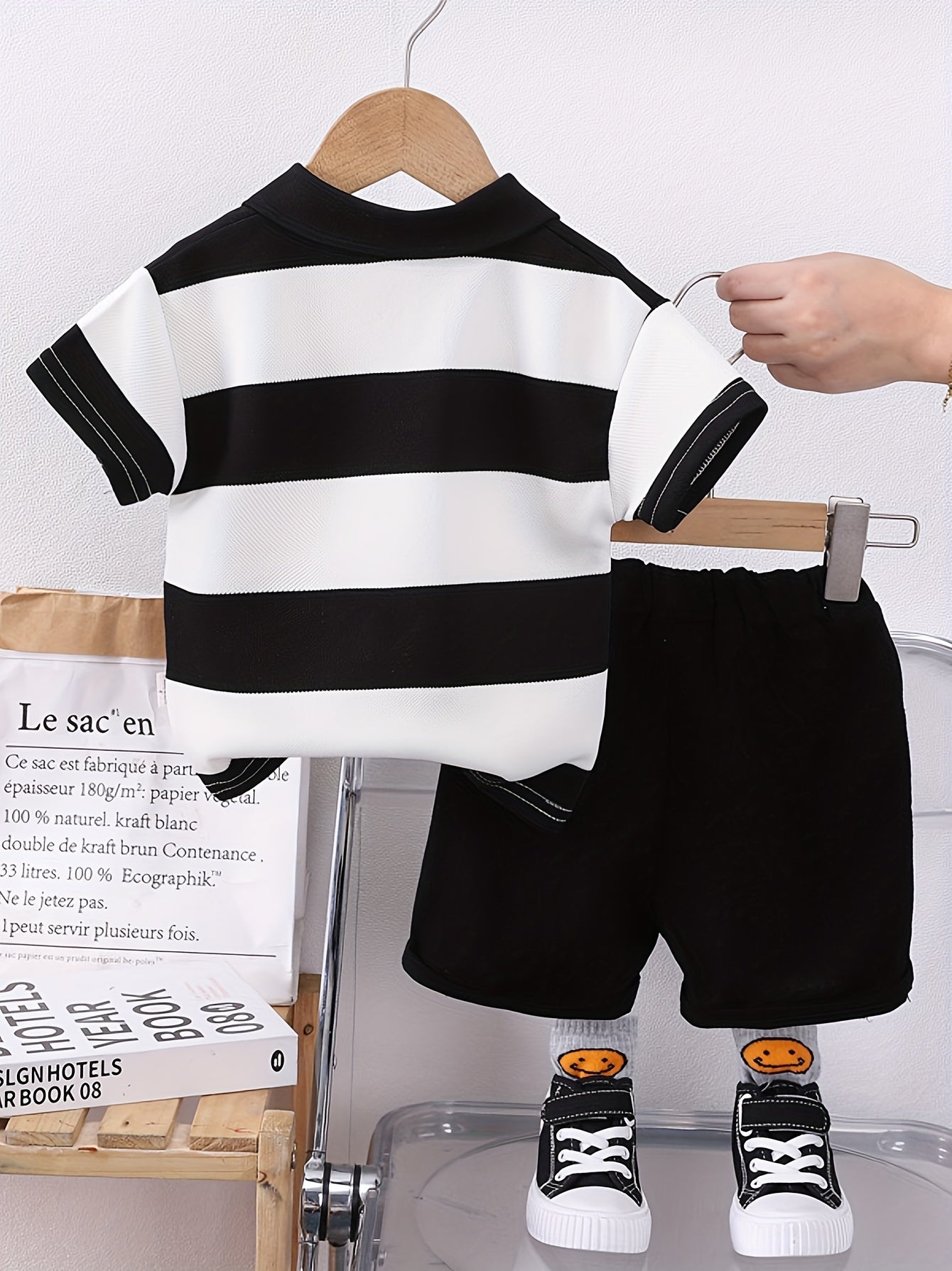 Boys Summer Outfit Plaid Shorts and Short-Sleeve Shirt Cotton Casual Age 12 Months+