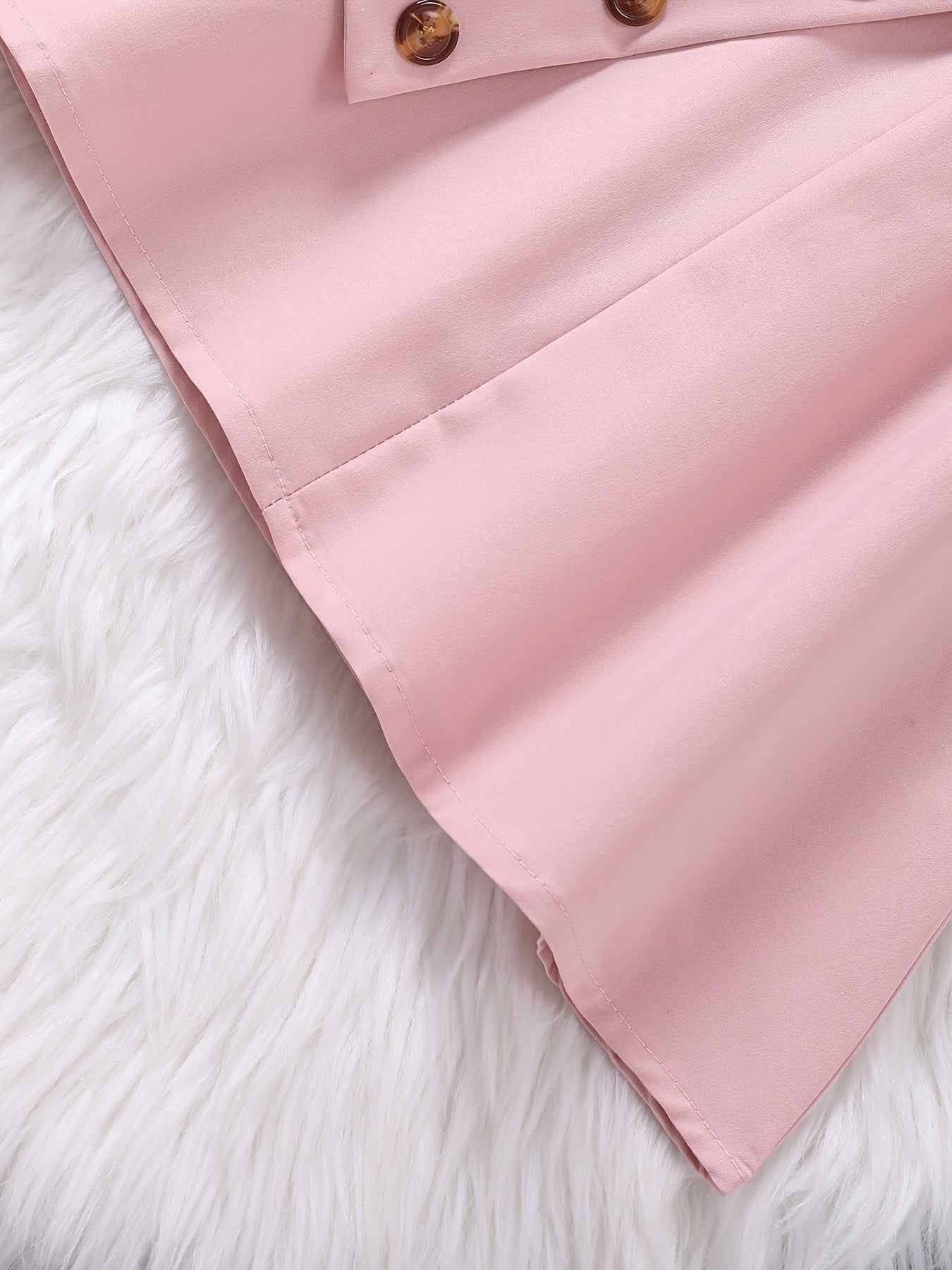 Girls Summer Dress Short Sleeve Collared Beige White Leopard Buttons Belt Casual Polyester