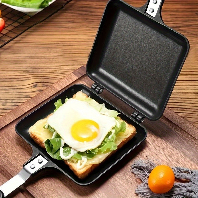 1 dona Olib tashlanadigan Sandwich Grill Pan Mold - Qattiqlashtirilmagan Alyuminiy Alloy Tuxum va Toast Tayyorlovchi, Olib tashlanadigan Griddle va Qopqoq bilan, Tez Nonushta Tayyorlash uchun