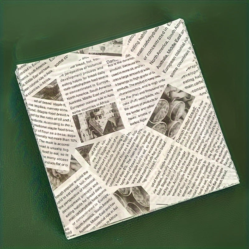 Set of 50 Oil-Resistant Greaseproof Food Wrapping Sheets for Sandwiches and Burgers