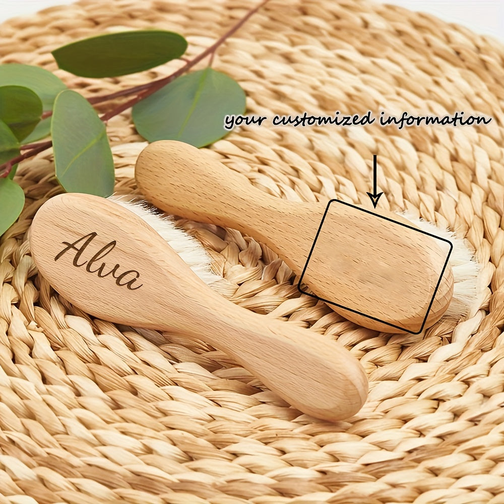 Personalized Wooden Hair Brush with Engraving Ramadan Sheep Star Moon Gift