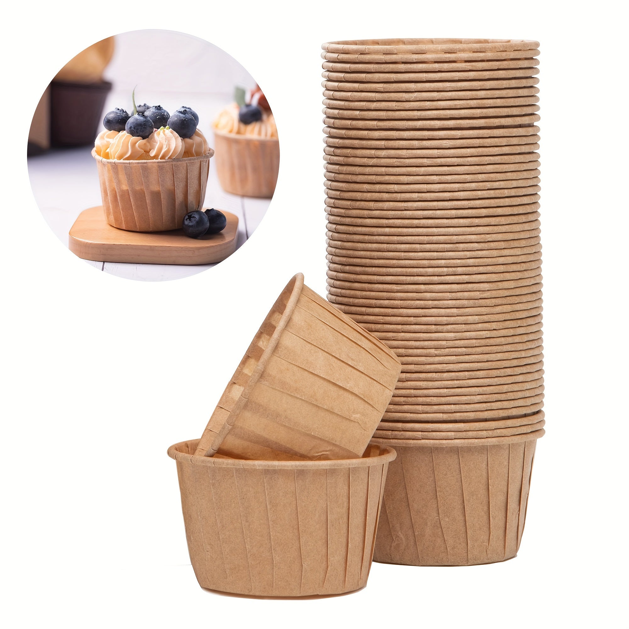 Pack of 50 Parchment Cupcake Liners 3.5oz Grease-Resistant Baking Cups for Muffins and Desserts