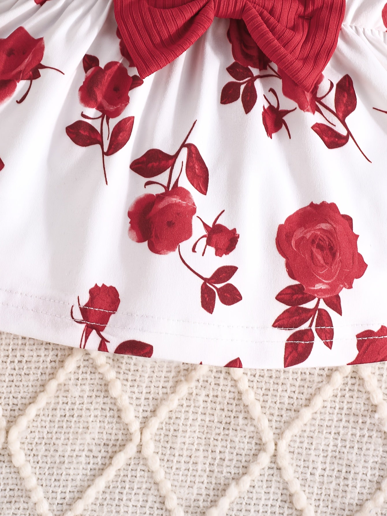 Девчачий топ с цветочным принтом и комплект с подходящими брюками для девочек до 12 лет, полиэстеровая трикотажная ткань