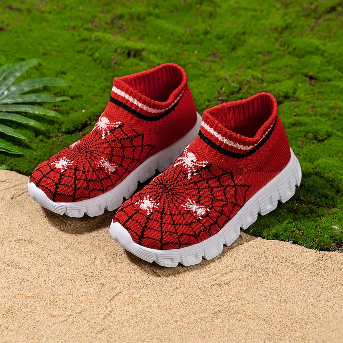 Kids' Sock-Style Casual Shoes for Boys and Girls with Embroidered Knitted Upper Non-Slip Lightweight Sneakers