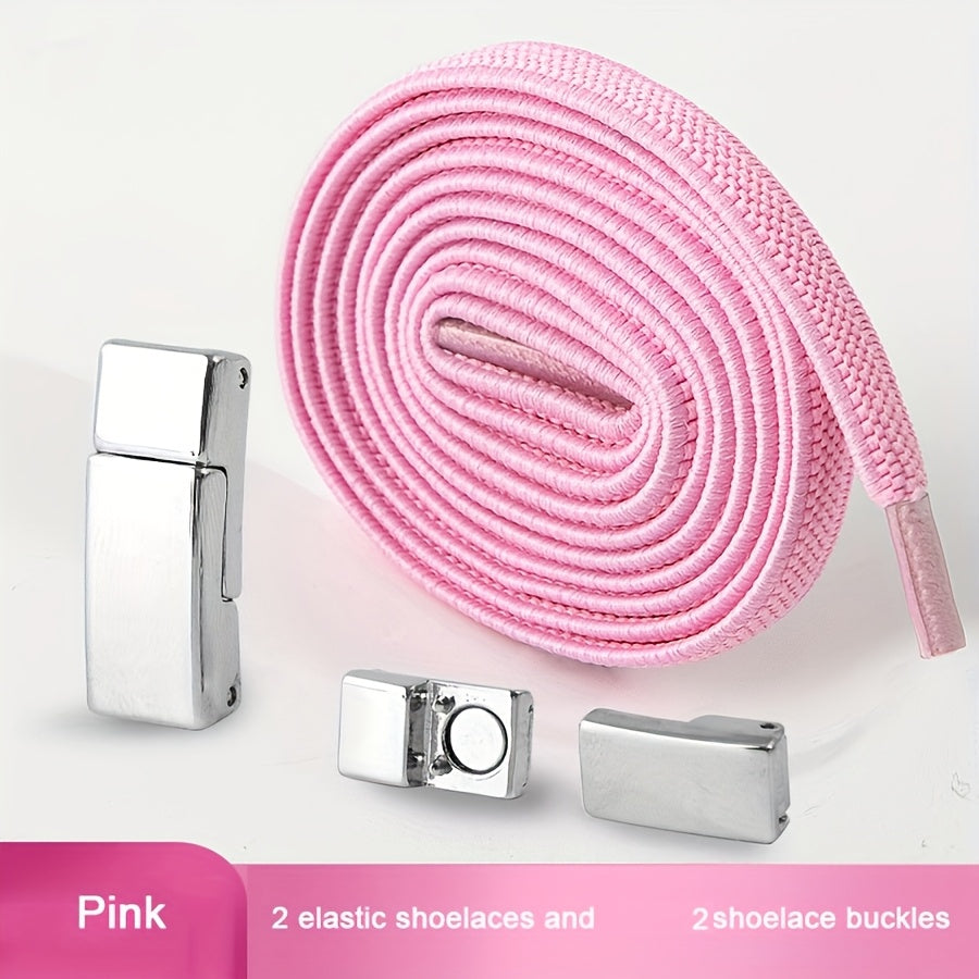 Unisex Metal Magnetic Shoelace Buckle Solid Color Elastic Lace Clip