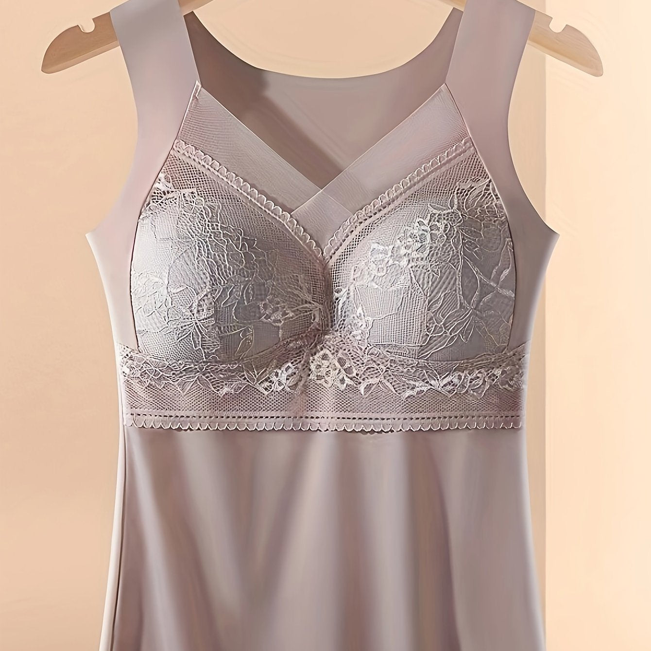 Women's Breathable Lace Lingerie Vest with Chest Pad and Back Lace Design