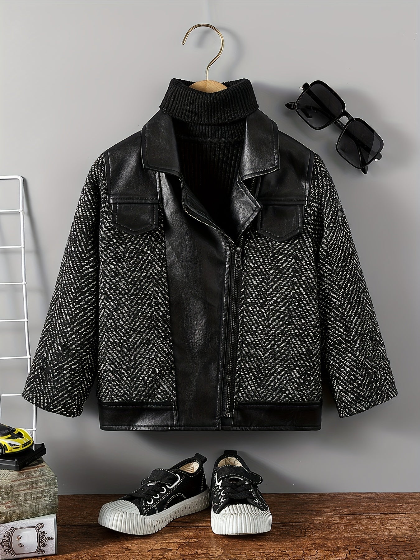 Boys Zip-Up Jacket Polyester Solid Color Casual All Seasons