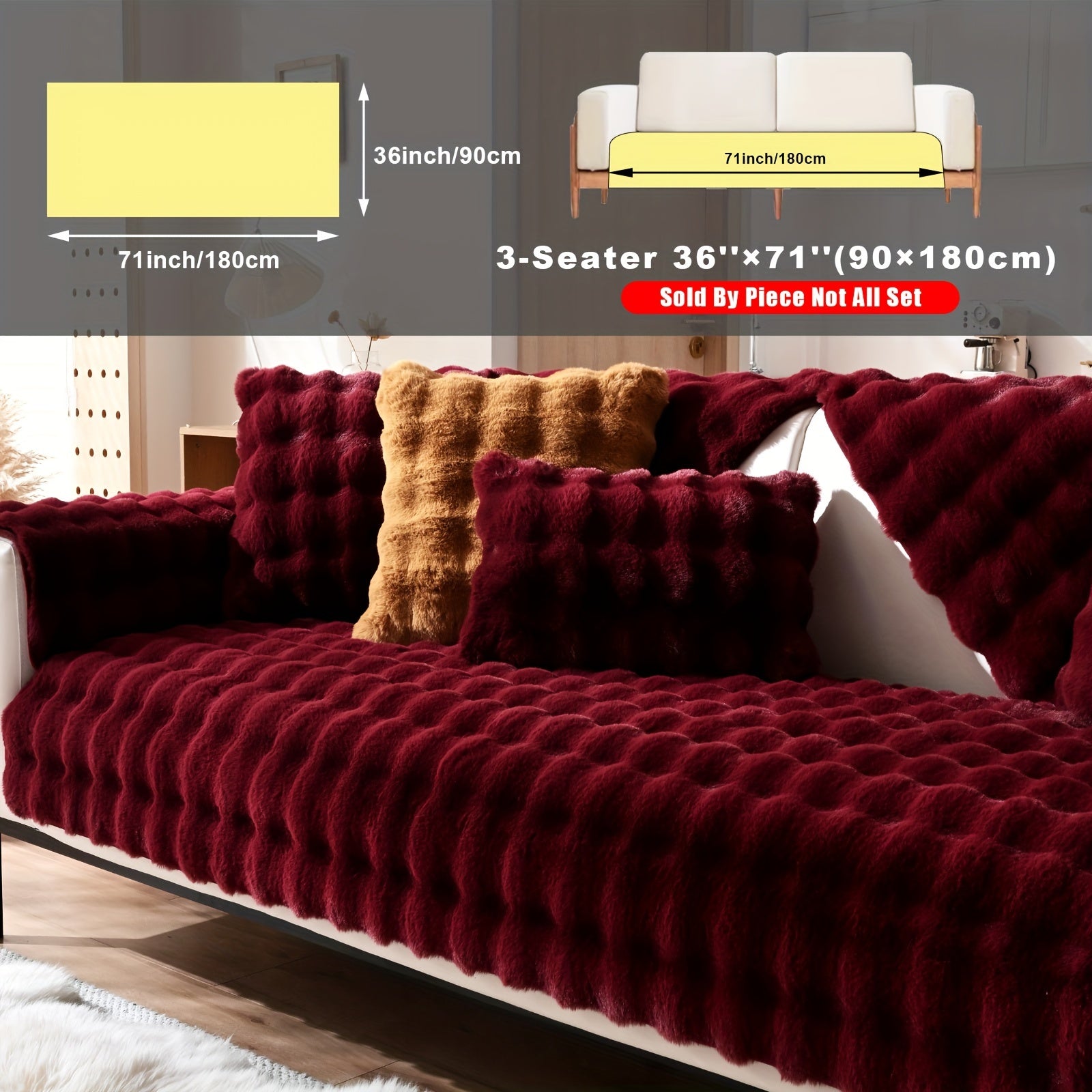 Накидка на диван из флиса для 2-4 местных диванов в 8 цветах, моющаяся в машине, дружелюбная к питомцам, современный дизайн